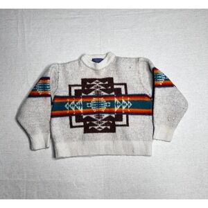 Vintage Pendleton Wool Sweater Youth XL Southwest Aztec USA Made Pullover